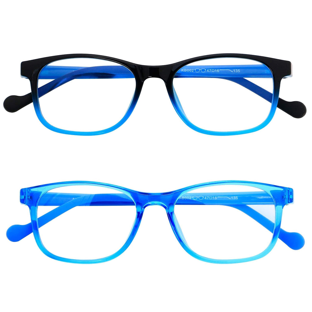  [AUSTRALIA] - Blue Light Glasses Kids Girls Boys 2 Pack Computer Gaming Anti Blue Ray Age3-12 Black to Blue & Blue TR90 (2pack)black to Blue+blue | Anti-blue Light Lens