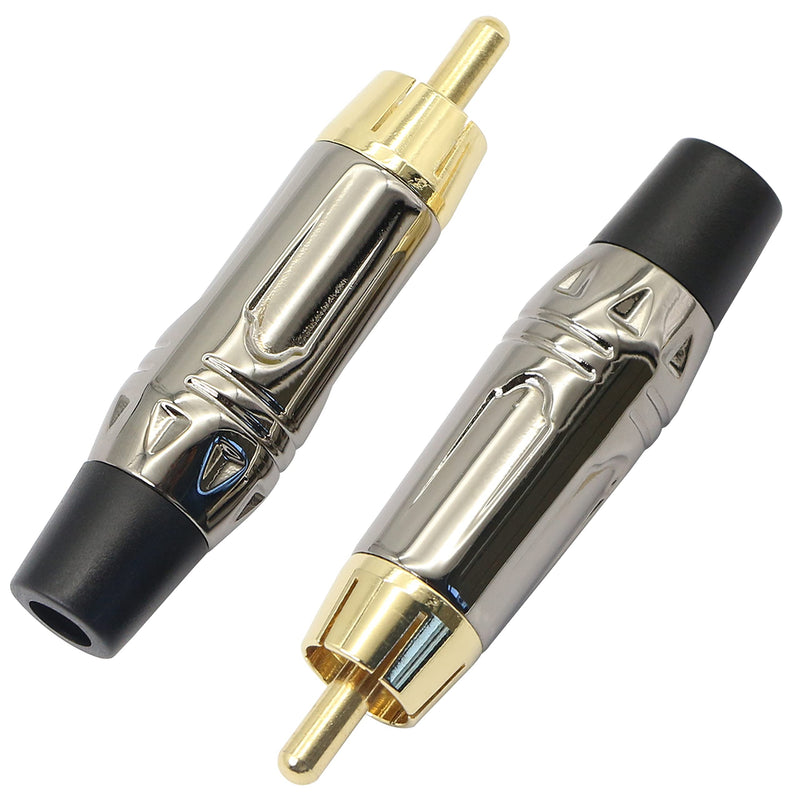 RCA Plug Solder Audio Video Cable Connectors,Gelrhonr Gold-Plated RCA Audio Connectors for Repair Speaker Cables-2pcs - LeoForward Australia