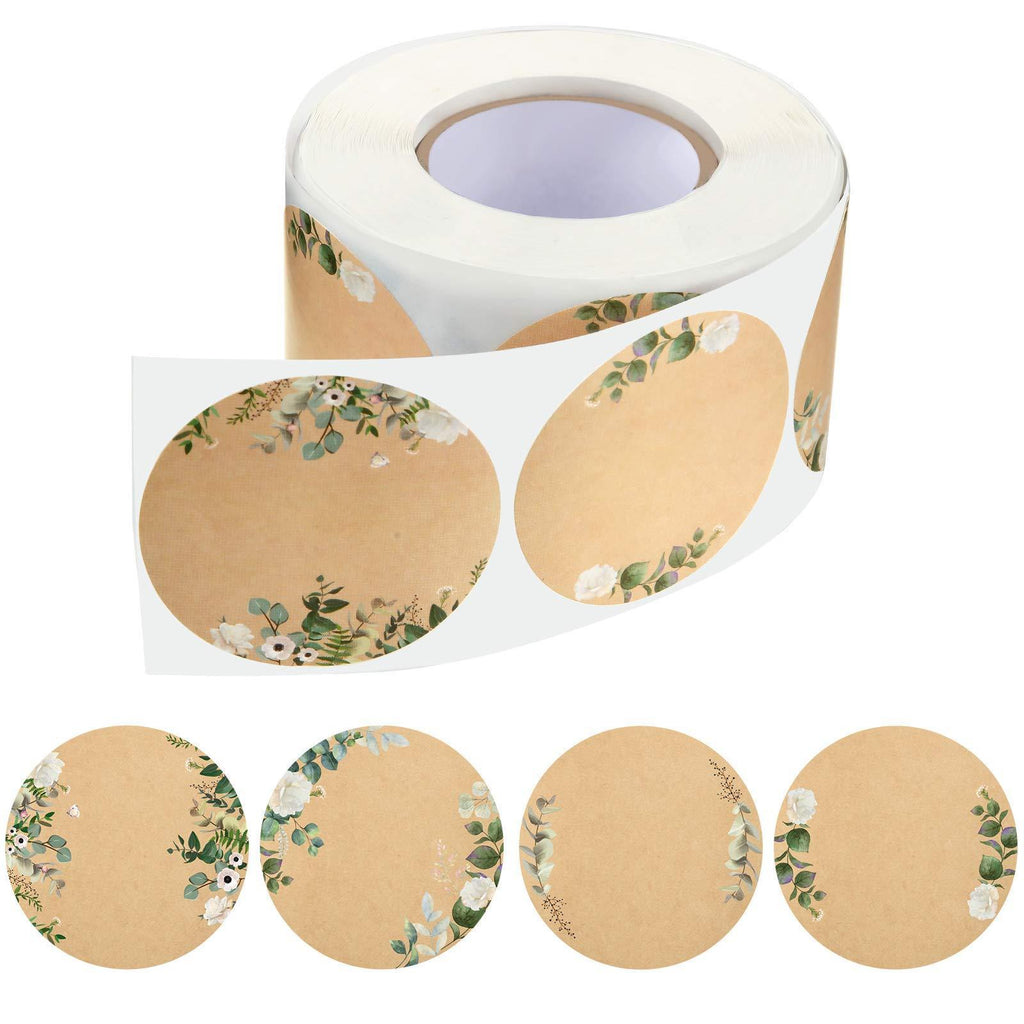 500 Pieces Canning Jars Label Round Self Adhesive Stickers Lid Labels Roll 2 Inch Floral Canning Label Sticker for Storage Organizing Tags Envelop Seal, 4 Designs Brown - LeoForward Australia