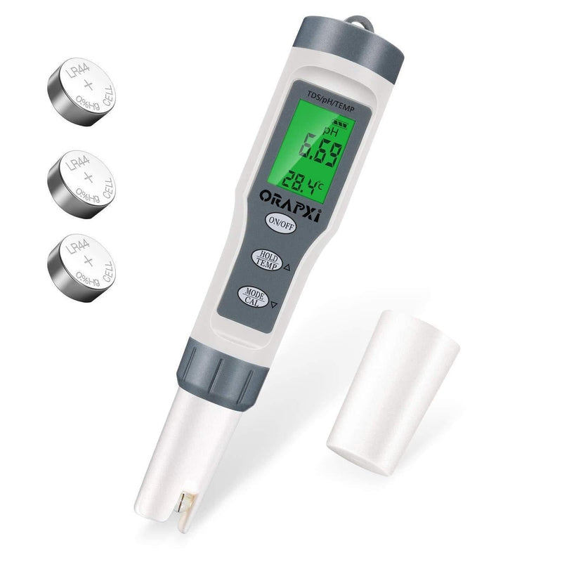Digital PH Tester for Water- PH Meter High Accuracy Water Quality Tester with ATC, 0.01pH Resolution 3 in 1 PH TDS Temp for Household Drinking Water, Hydroponics, Lab, Aquarium by ORAPXI Grey-PH/TDS - LeoForward Australia