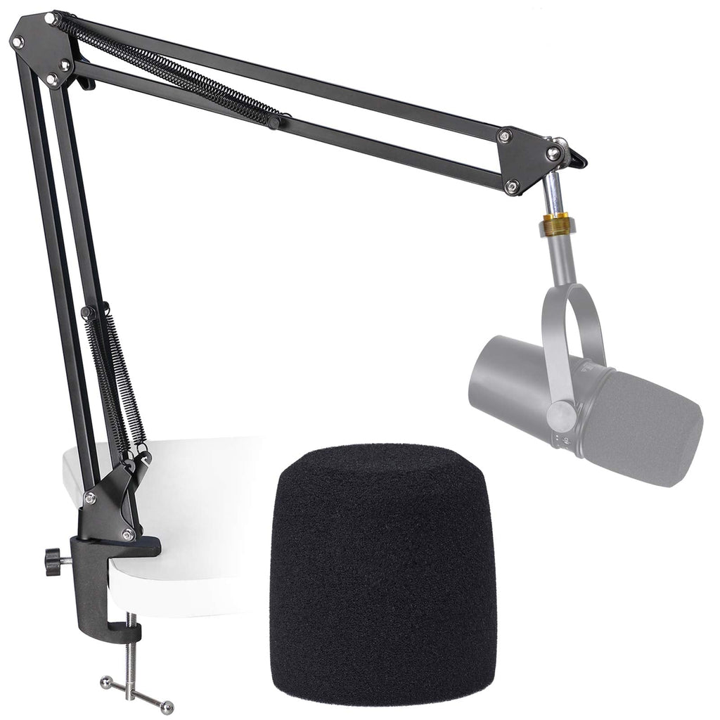  [AUSTRALIA] - MV7 Boom Arm Mic Stand with Pop Filter, Adjustable Suspension Boom Scissor Arm Stand with Pop Filter Compatible with Shure MV7 and SM7B Microphone by SUNMON