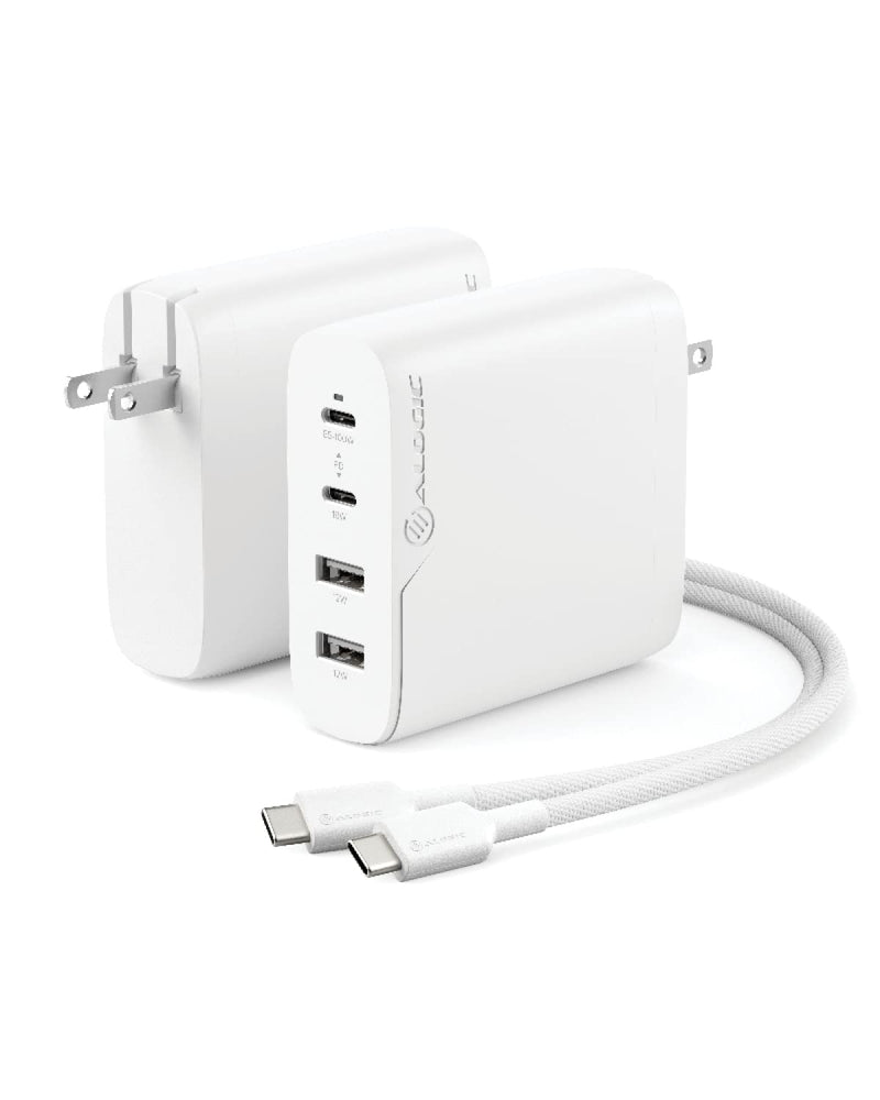  [AUSTRALIA] - ALOGIC 100W 4-Port PD USB C Wall Charger with GaN Fast Tech, 2 USB-C, 2 USB-A, Dynamic Power Allocation, Power Delivery 3.0 Charger for MacBook, M1 Mac, XPS, iPad Pro, iPhone, Galaxy & More