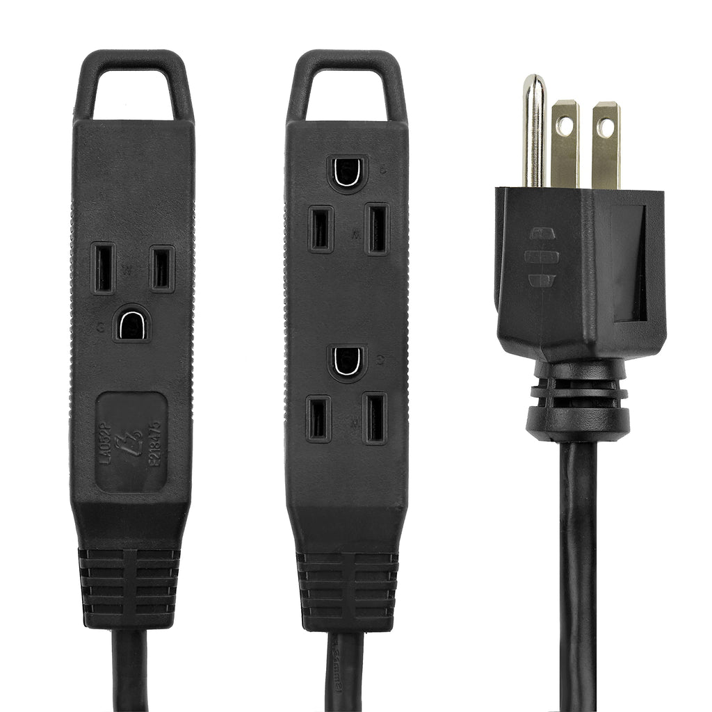  [AUSTRALIA] - BindMaster 3 Feet Extension Cord/Wire, 3 Prong Grounded, 3 outlets, Heavy Duty, Black 3 ft