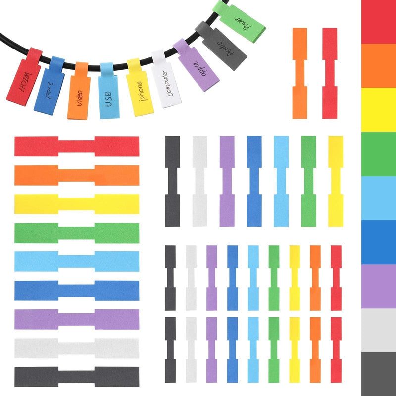  [AUSTRALIA] - 90 Pieces Self-Adhesive Cable Label Wire Labels EVA Foam Waterproof Cord Labels Cable Tags Wire Tags for Electronics Computers Cable Management and Identification, 9 Colors Assorted Colors