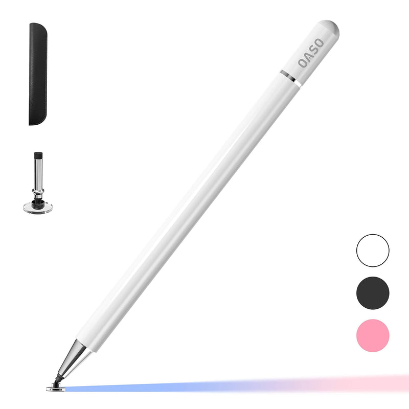 Stylus Pen for iPad, Disc Tip Pencil Tablet Stylus Compatible with Apple iPad pro/iPad 6/7/8th/iPhone/Samsung Galaxy Tab/Chromebook/All Touch Screens (White) White - LeoForward Australia
