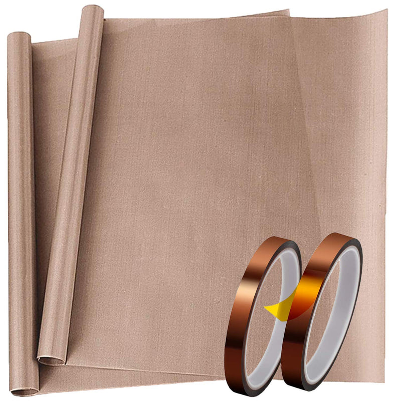  [AUSTRALIA] - 4 Pack PTFE Teflon Sheet for Heat Press Transfer Sheets and Heat Tape Sublimation Heat Resistant High Temp Thermal Tape Non Stick Vinyl Paper Washable Reusable Craft Mat 2 * 12"x16", 2 * 10mm x 33m 4