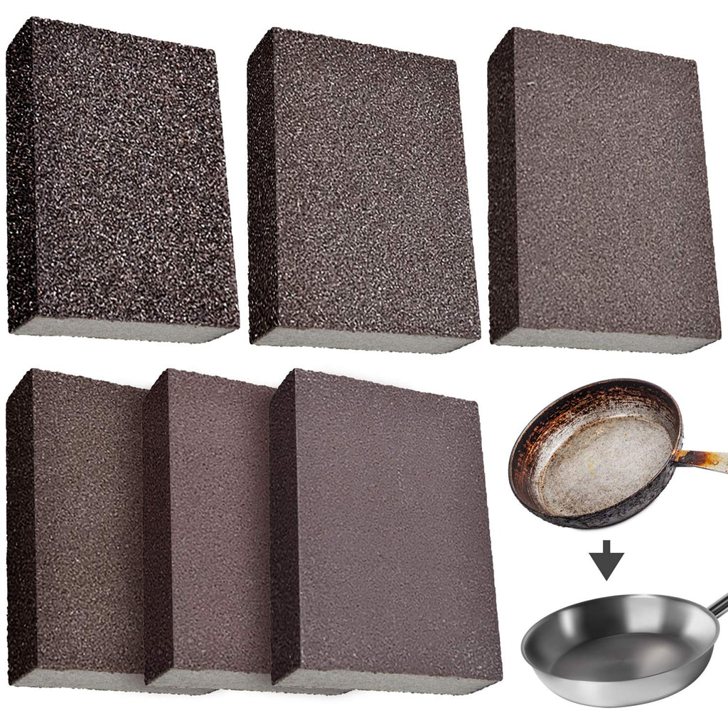  [AUSTRALIA] - 6pcs Sanding Sponge Blocks(36 60 100 120 180 220 Grit), Coarse/Medium/Fine/Superfine Sponge Sand Block Easier Polishing for Wood, Drywall, Craft, Metal