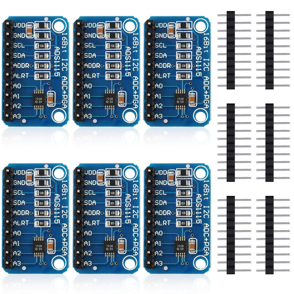  [AUSTRALIA] - 6 Pieces ADS1115 Analog-to-Digital Converter 16 Bit ADC 4 Channel Module Converter with Programmable Gain Amplifier ADC Converter Development Compatible with Arduino Raspberry Pi