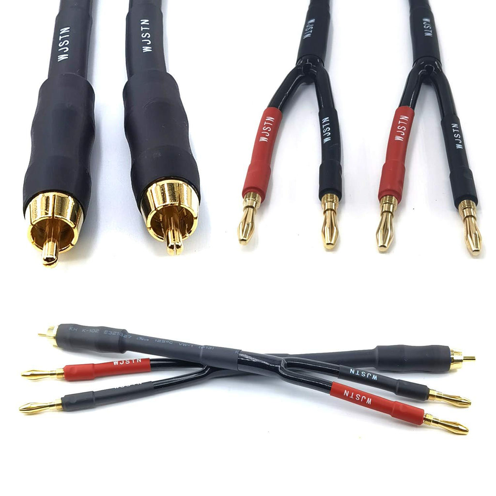 WJSTN 4 mm Banana Plug to RCA Male end Speaker Connection Cable Amplifier Converter Head 6 inch Audio Cable 2 Packs - LeoForward Australia