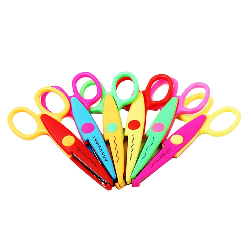  [AUSTRALIA] - 6 Colorful Decorative Paper Edge Scissor Set, Safety Blade, Comfortable Handle,Kids DIY Craft Scissors Great for Teachers,Crafts, Scrapbooking, Kids Design,Greeting Cards (Multicolor)