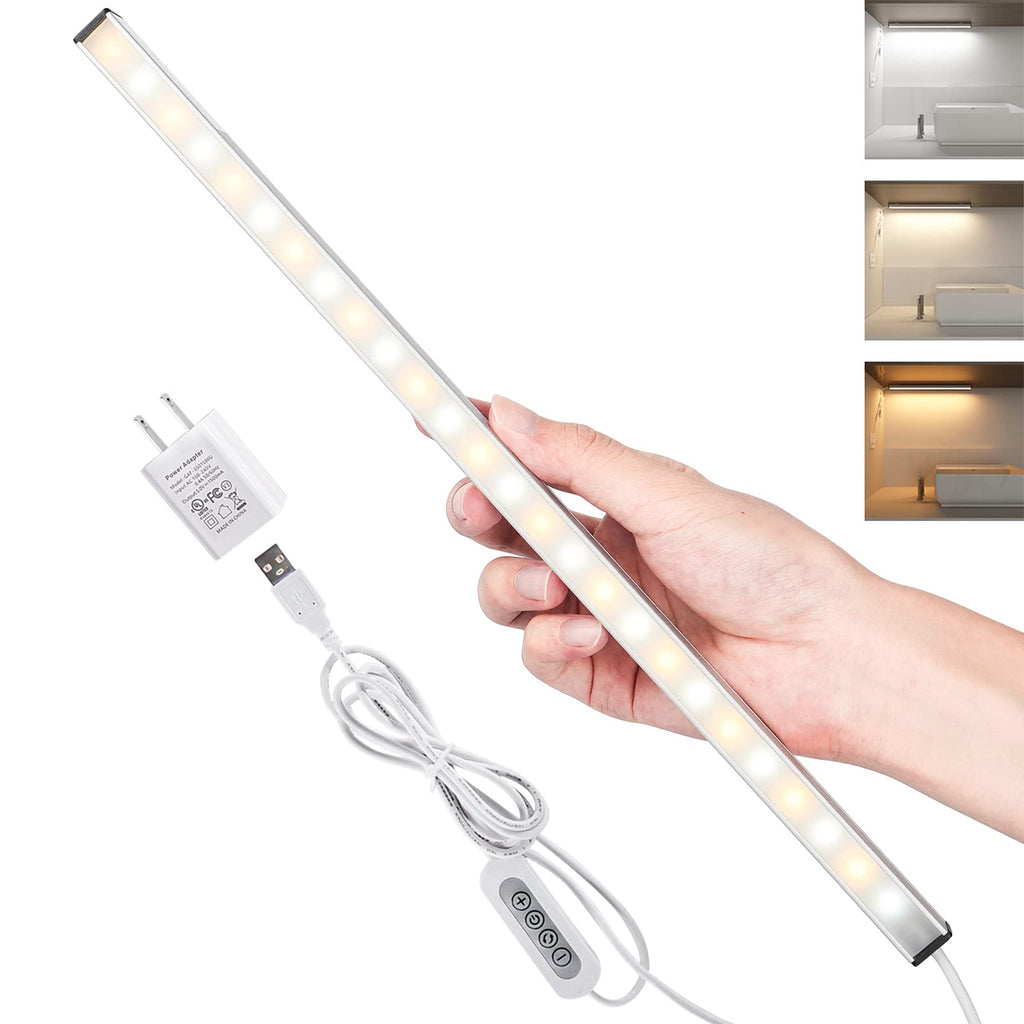 Vovamo LED Under Cabinet Lighting Bar Dimmable,Built-in Magnets, 3 Color Temperature, 14.5 inches, USB Powered Under Counter Lighting fixtures, LED Closet Light,Kitchen Light.(with UL Plug) 14inch-3 Color Temperature - LeoForward Australia