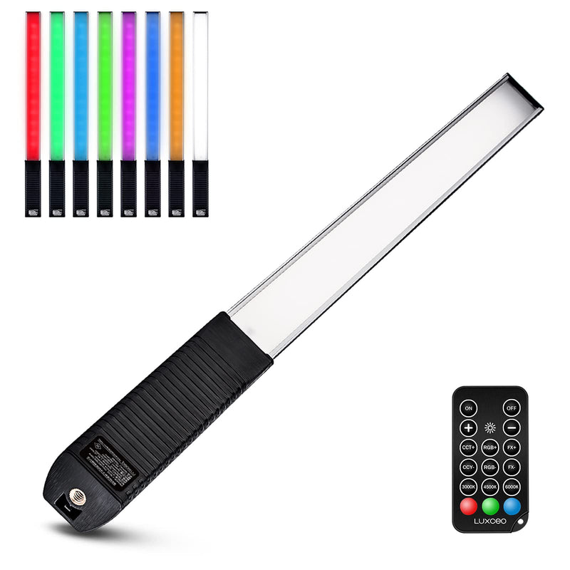  [AUSTRALIA] - Portable LED Photography Light Wand, LUXCEO Handheld LED Video Light 1000 Lumens CRI 95+ USB Rechargeable with Remote Control, Carry Bag, Adjustable Color Temperature 3000K-6000K and 36 Colors