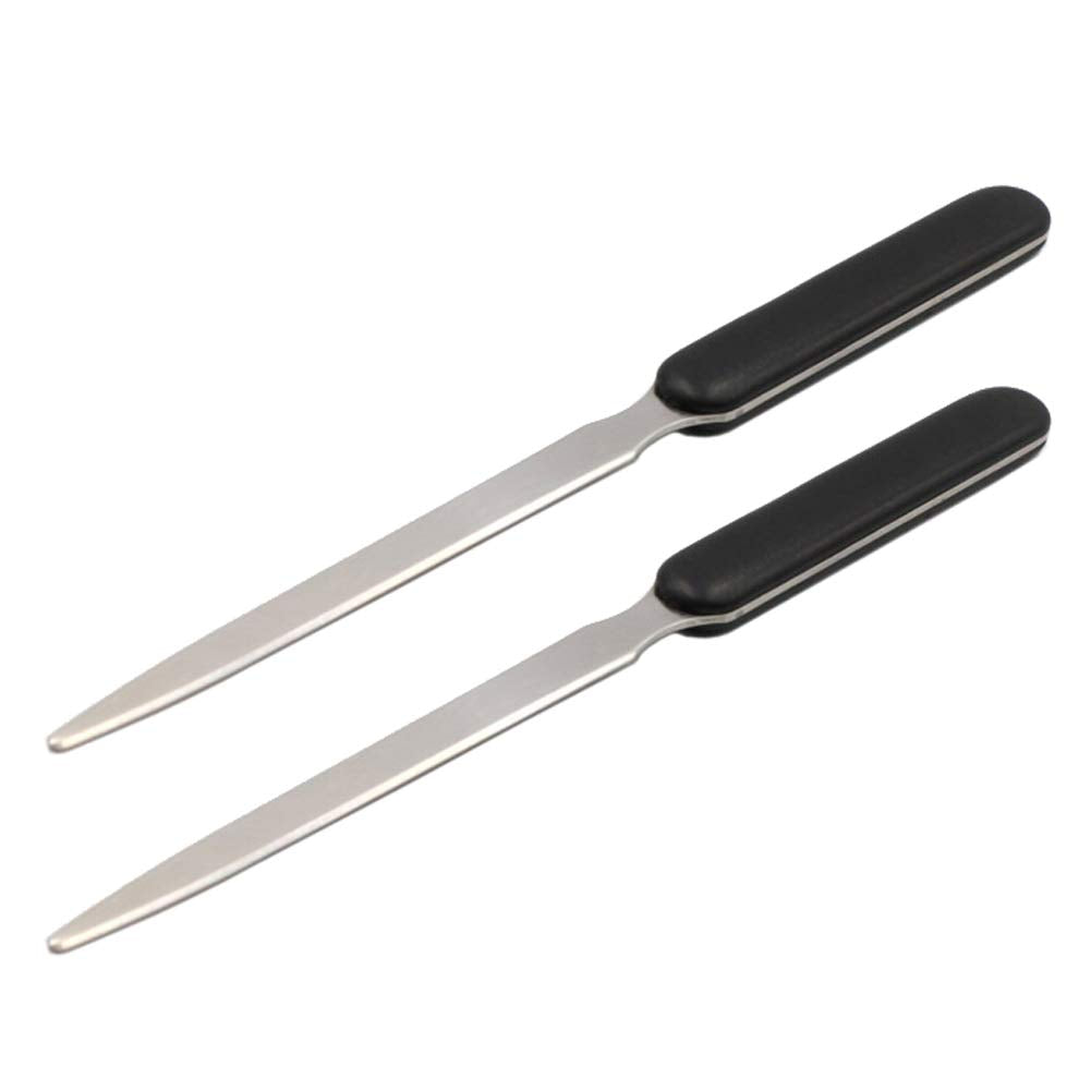  [AUSTRALIA] - 2 Pieces Stainless Steel Envelope Opener with Plastic Handle Letter Openers Lightweight Envelope Slitter Envelope Opening Slitter, Black Handle