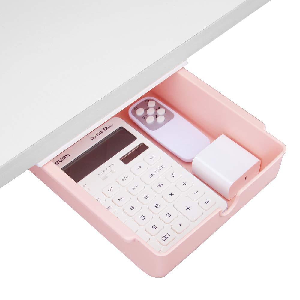 Poeland Under Desk Drawer Storage Organizer Storage Self-Stick Pop-up Hanging Pencil Table Drawer for Office Home School Pink - LeoForward Australia