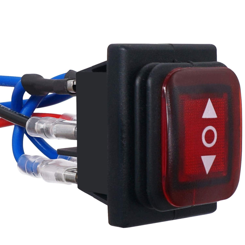  [AUSTRALIA] - TWTADE Latching Polarity Reverse Switch Waterproof Control Rocker Switch DC Motor 6 Pin 3 Position 10A (LED DC12V) ON-Off-ON Boat Toggle Automatic Switch With Wire