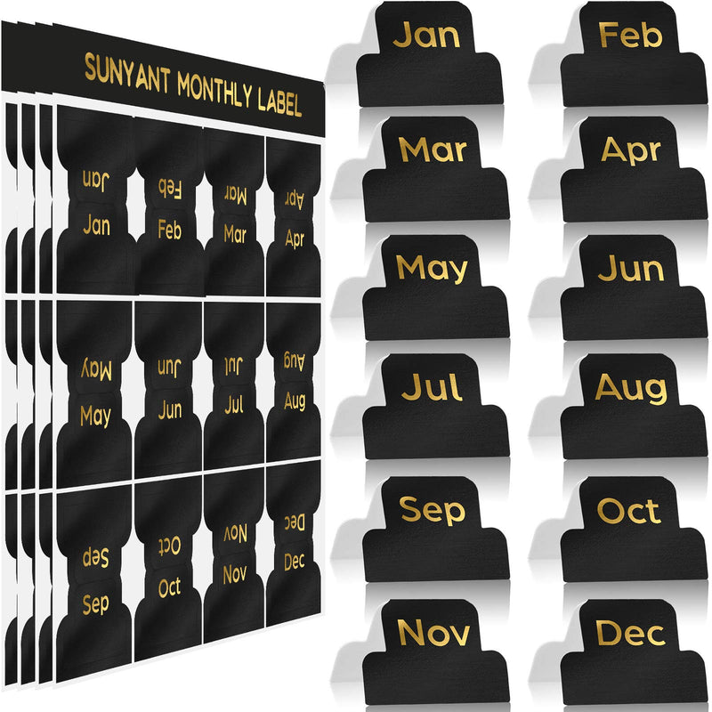  [AUSTRALIA] - 48 Pieces Adhesive Tabs Designer Accessories Monthly Tabs Planner Stickers Decorative Monthly Index Tab for Office Study Planners Organizations (Black) Black