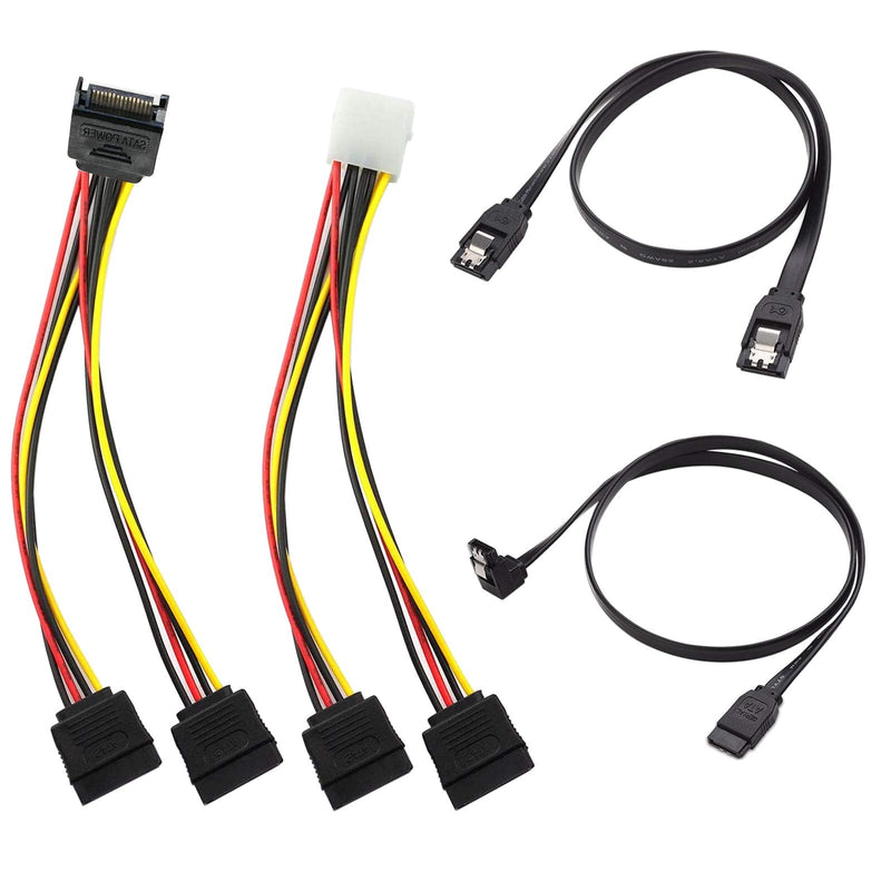  [AUSTRALIA] - SATA Cable, SATA Data Cable and SATA Power Splitter Cable (4 Pack) SATA III Cable 6.0 Gbps SATA 3.0 Cable,15 Pin Power Splitter Cable