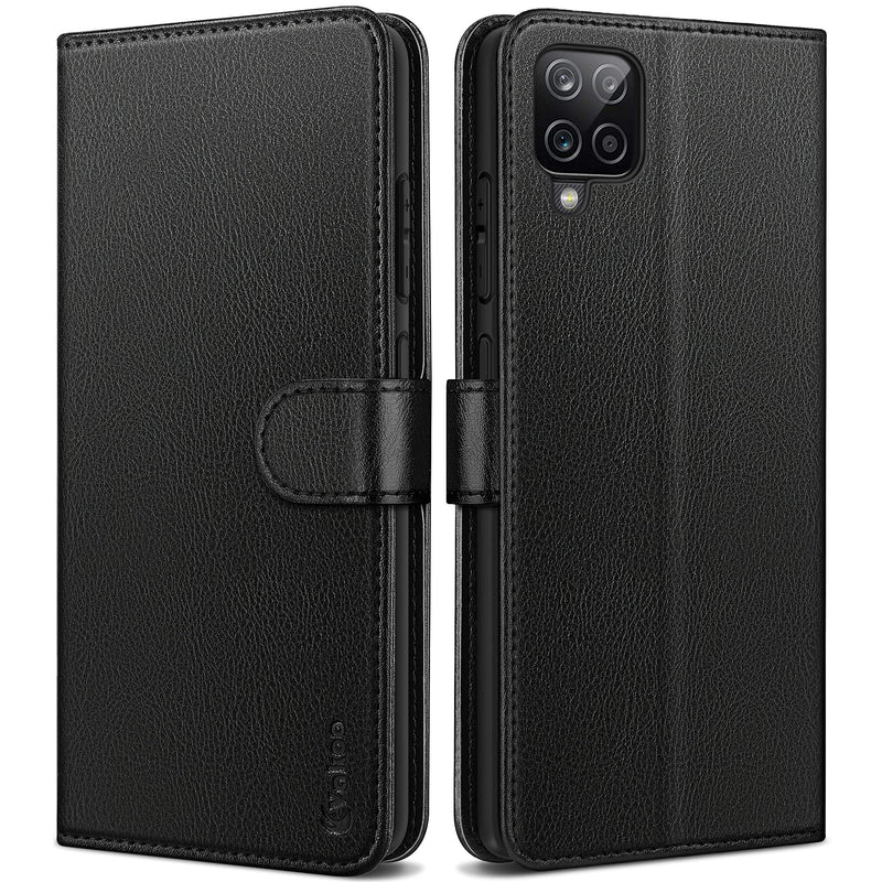  [AUSTRALIA] - Galaxy A12 Case, Samsung A12 Case, Vakoo Wallet Series PU Leather Flip Phone Cover for Samsung Galaxy A12 Phone Case with Card Holder - Black