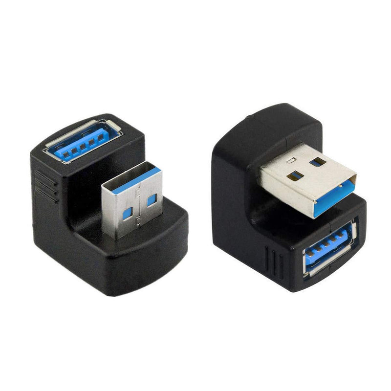 CY USB Type A to Type A Adapter Up & Down Angled USB 3.0 Adapter A Male to Female Extension 180 Degree 5Gbps Black USB3.0 - LeoForward Australia