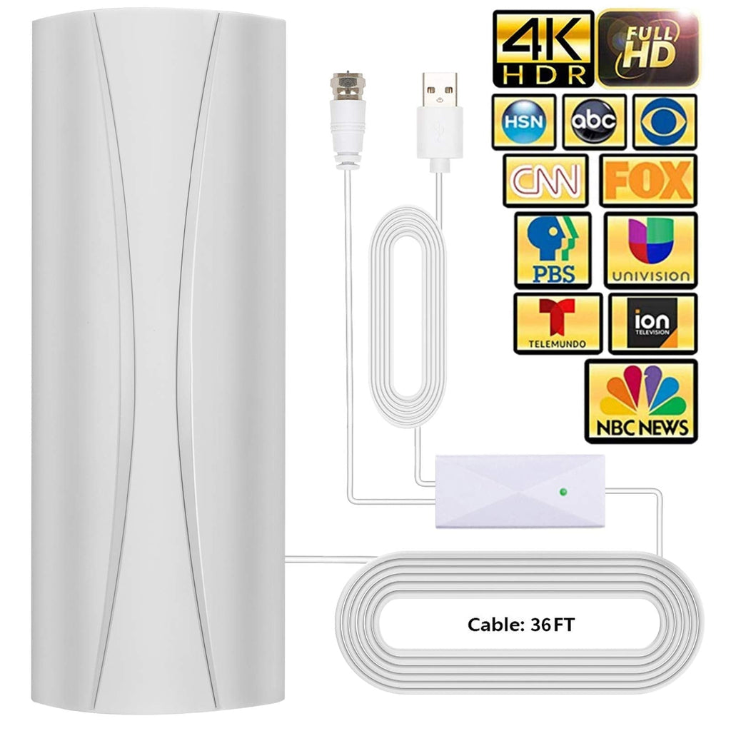  [AUSTRALIA] - 2022 Upgrade HD Digital TV Antenna-Amplified 420 Miles Range HDTV Antenna for Free Local Channels 4K HD 1080P VHF UHF, Outdoor/Indoor TV Aerial with Amplifier Signal Booster & 36ft Premium Coax Cable White