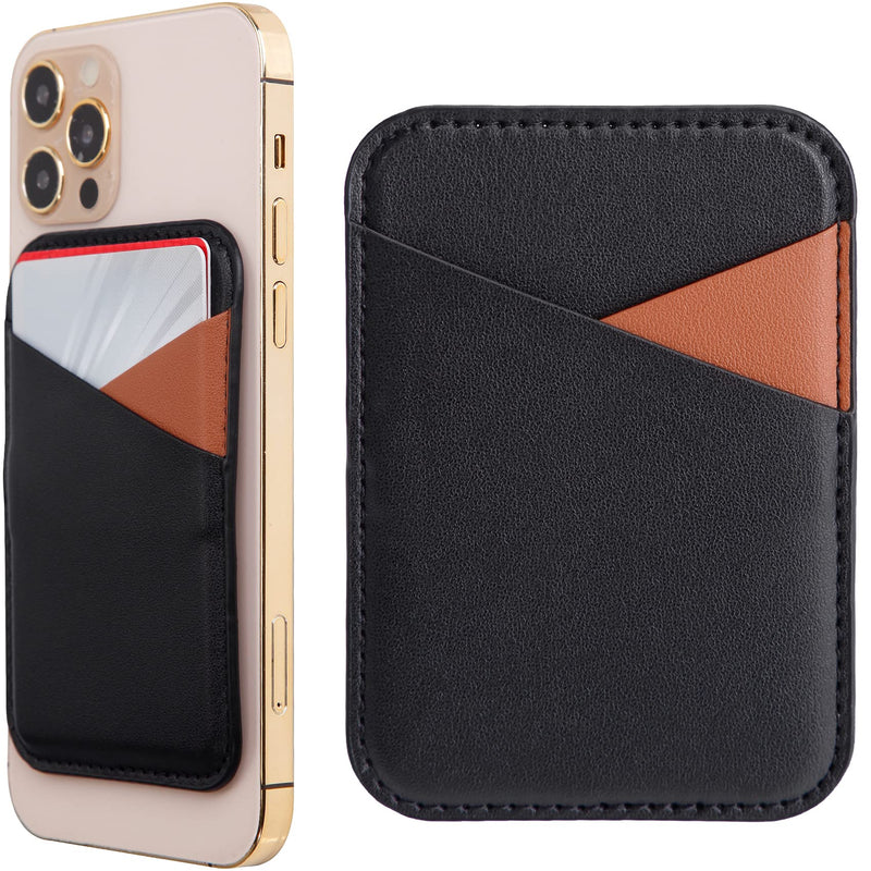 Magnetic Leather Wallet with MagSafe for iPhone 12/12 Mini/12 Pro/12 Pro Max, RFID Card Holder Wallet, Max 3 Cards, Black+Brown D-Black Brown Wallet - LeoForward Australia