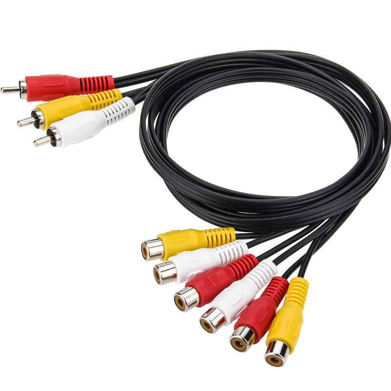 AV Cable Splitter, Ancable 3 RCA Male Plug to 6 RCA Female Jacks Composite Video Splitter Adapter Output Cables Cord 3-Feet - LeoForward Australia