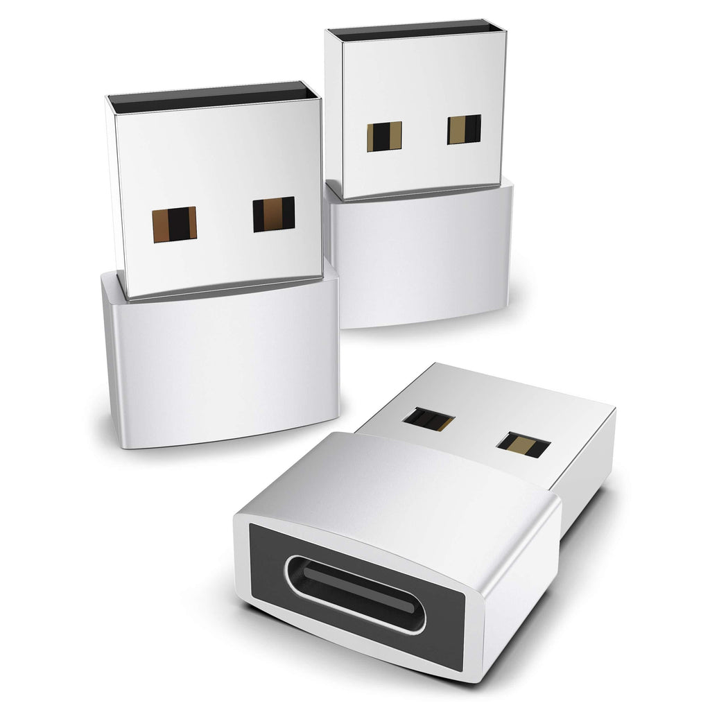  [AUSTRALIA] - Syntech USB C Female to USB Male Adapter Pack of 3 Type C to USB A Converter Compatible with iPhone 13 12 Pro Max iPad Air 6 Apple Watch Series 7 AirPods 3 Samsung Galaxy etc Silver