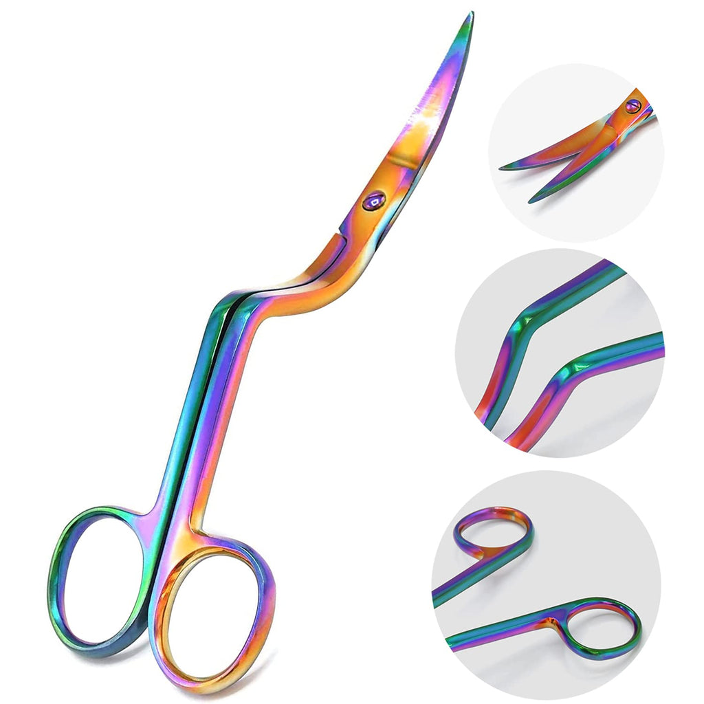  [AUSTRALIA] - AAProTools Rainbow Color Machine Embroidery Scissors 6" Large Double Curved Scissors - Stainless Steel Embroidery Supplies
