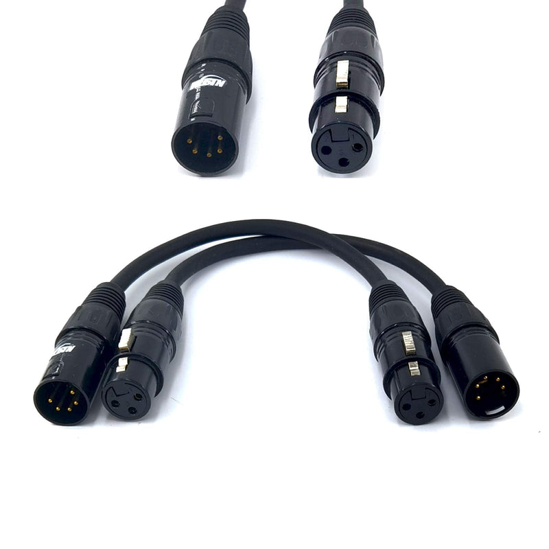  [AUSTRALIA] - WJSTN XLR to XLR Adapter Cable, 3-pin to 5 pin XLR Splitter Male to Female (3-pin Female to 5-pin Male)