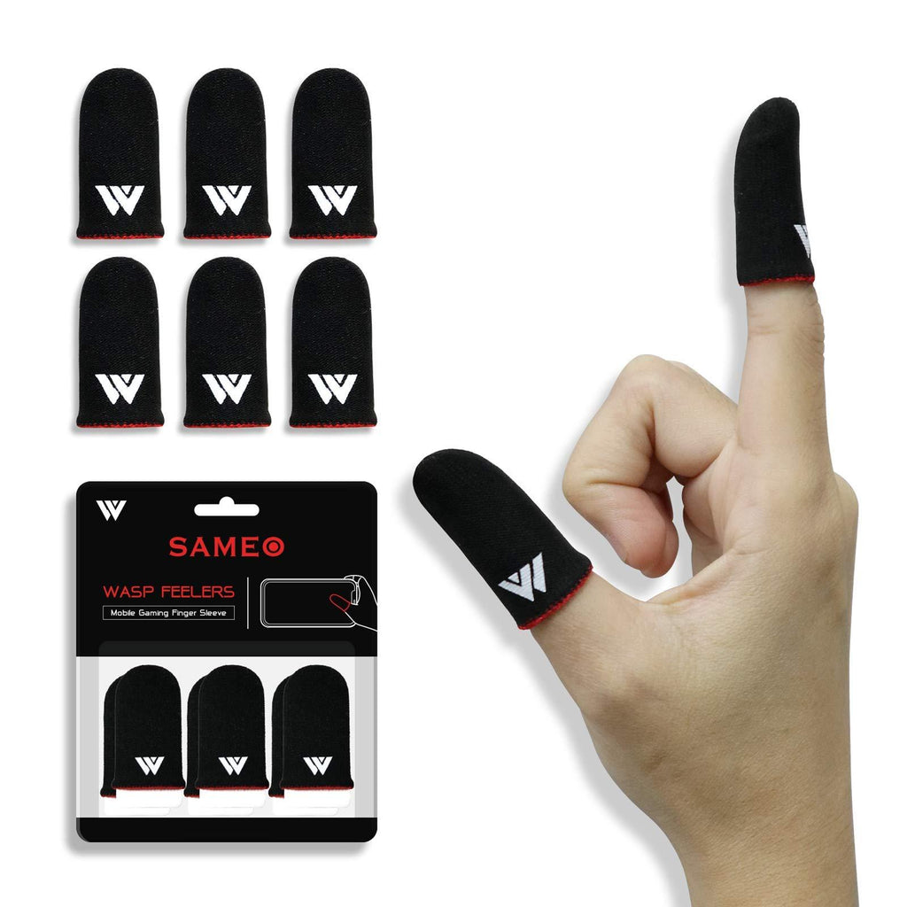  [AUSTRALIA] - SAMEO Gaming Finger Sleeves for Mobile Game Controllers (Pack of 3 Pair) Anti-Sweat Breathable Seamless Thumb Finger Sleeve for League of Legend, PUBG, Rules of Survival, Knives Out (Black) Black