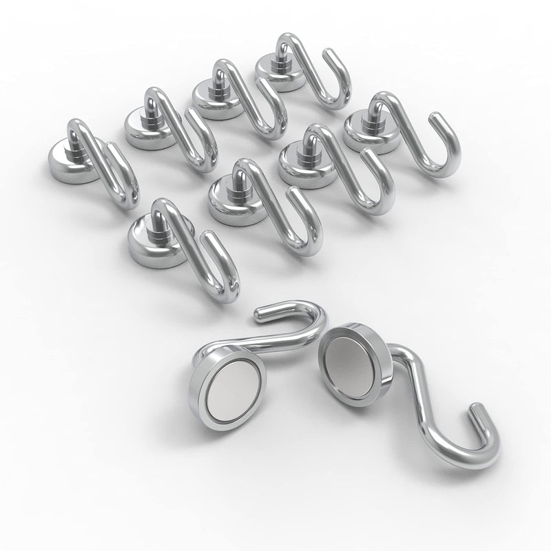  [AUSTRALIA] - MHDMAG Magnetic Hooks 22 LBS Magnet Hook Neodymium Rare Earth Magnet for Refrigerator, BBQ, Grill, Home, Kitchen, Office, Indoor, Outdoor, Pack of 10. S16