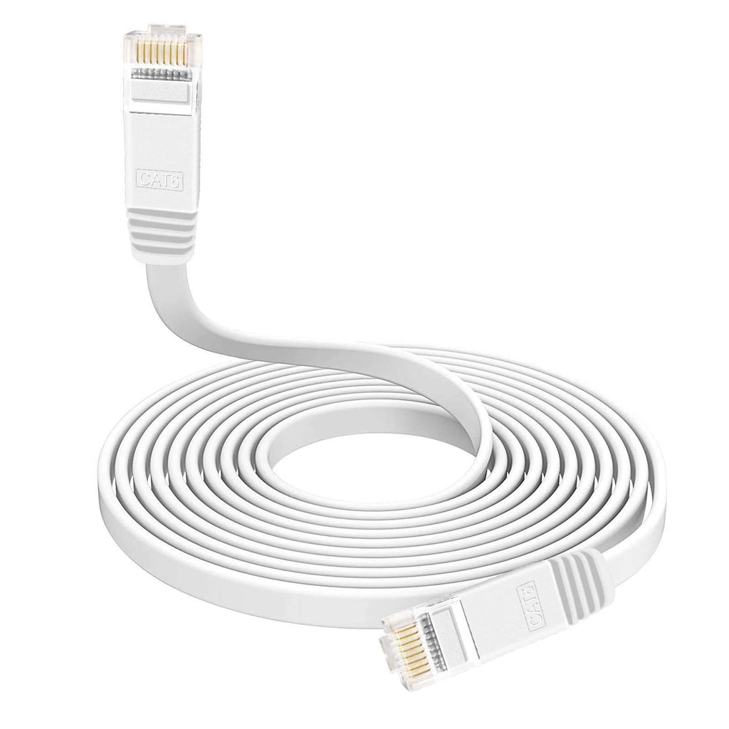 Cat6 Ethernet Cable 10 FT, Long High Speed Internet Cable with Clips and Straps, LAN Patch Cords with RJ45 Connectors for Modem, Router (White, 10FT) White - LeoForward Australia