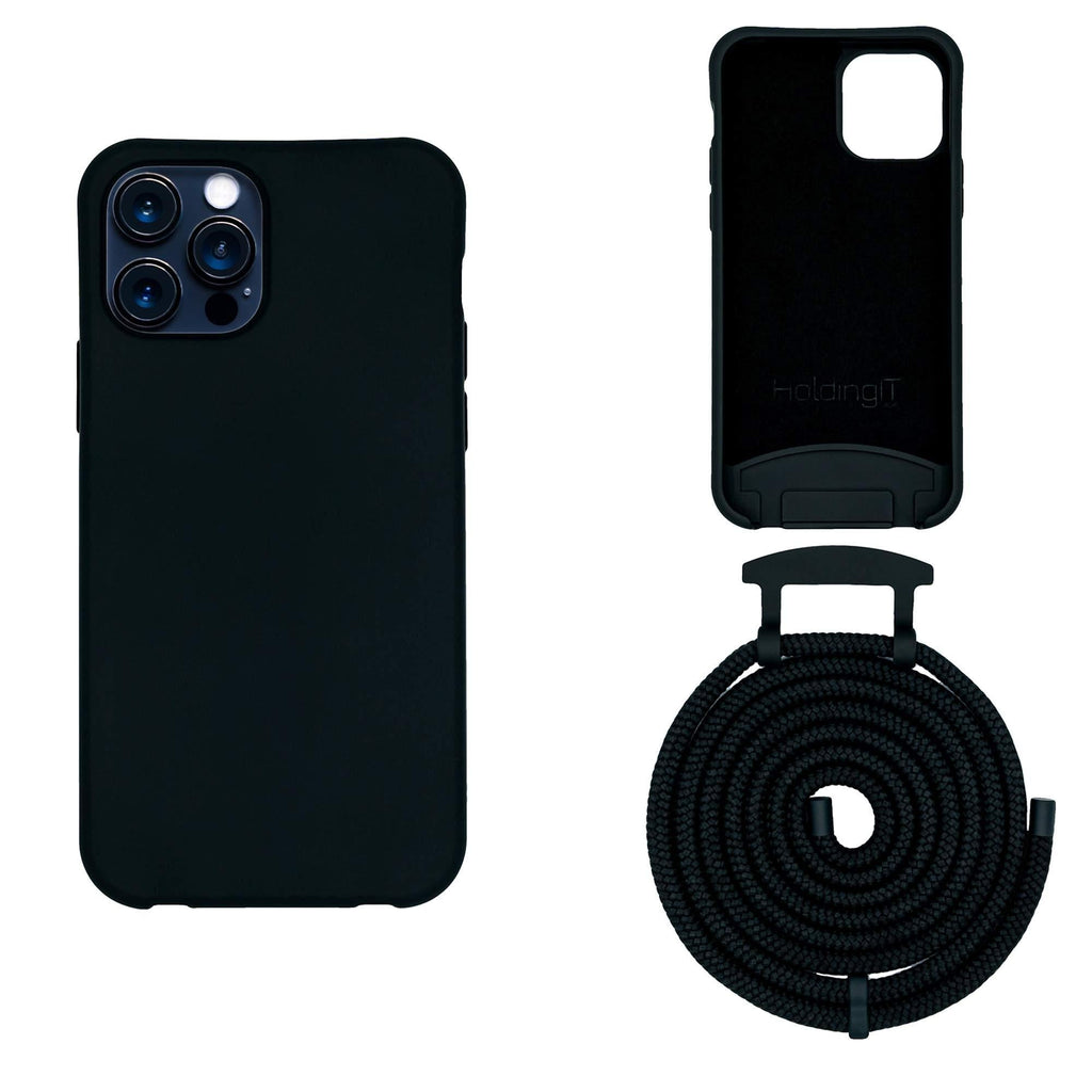  [AUSTRALIA] - HoldingIT Crossbody Phone Case with Detachable Lanyard Compatible with iPhone 12, 12 Pro, 12 Pro Max, 2-in-1 Hands Free iPhone Cover with Drop Protection, Adjustable Rope Black iPhone 12 Pro Max