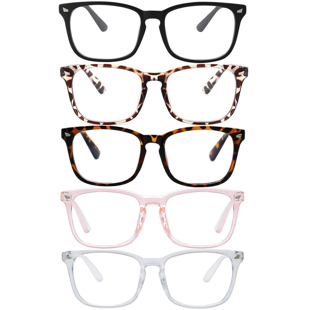  [AUSTRALIA] - Blue Light Blocking Glasses,Square Nerd Eyeglasses Frame for Women Men, Anti Blue Ray Computer Game Glasses Anti Eyestrain Black/White/Leapord/Tortoiseshell/Pink