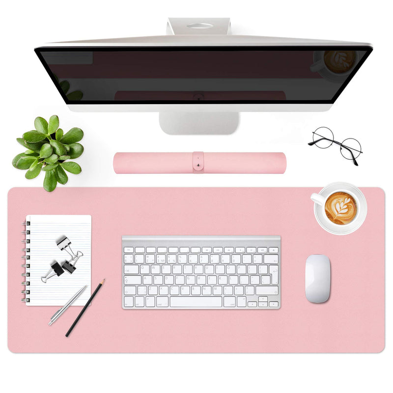 Leather Desk Mouse Pad Pink, 35 1/2 x15 3/8 in XXL Leather Mousepad for Computer, Laptop, Keyboard, Extra Large Mat with Non-Slip Suede Base, Full Desk Protector & Writing Blotter for Office Work Pink Leather mouse mat XXL - LeoForward Australia