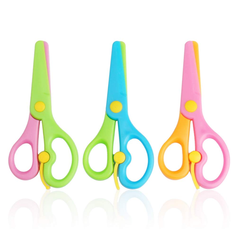  [AUSTRALIA] - 3 Pcs Plastic Safety Scissors, Children Training Scissors Pre-School Training Scissors Colorful Safety Paper Cutting Scissors for Art Craft Supplies