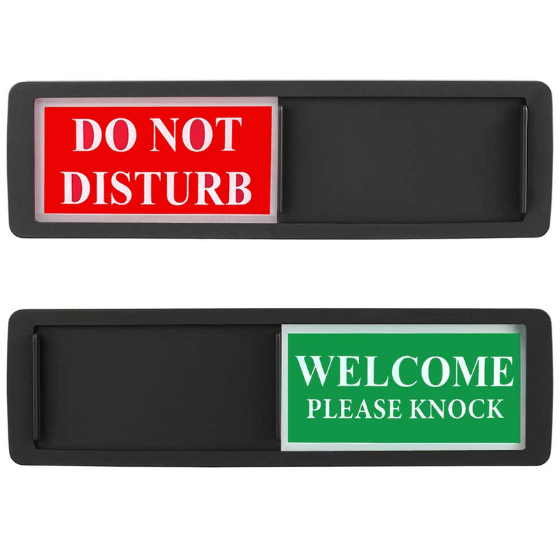  [AUSTRALIA] - Do Not Disturb Welcome Please Knock Sign for Home Office Restroom Conference Hotel Hospitals, Non-Scratch Magnetic Slider Door Indicator Privacy Sign Whether Room Vacant or Occupied, 7" x 2" (Black) Black