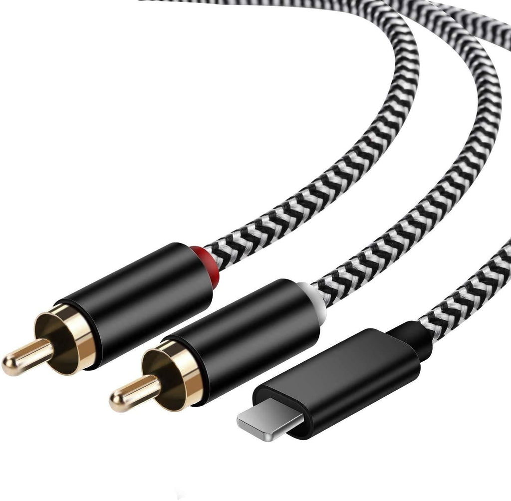 2-Male (6ft) RCA Audio Aux Cable for Phone Stereo Y Splitter Cord Jack Adapter Compatible with Phone Pod Pad Port for Car, Amplifiers, Home Theater, Speaker or More BLACK - LeoForward Australia