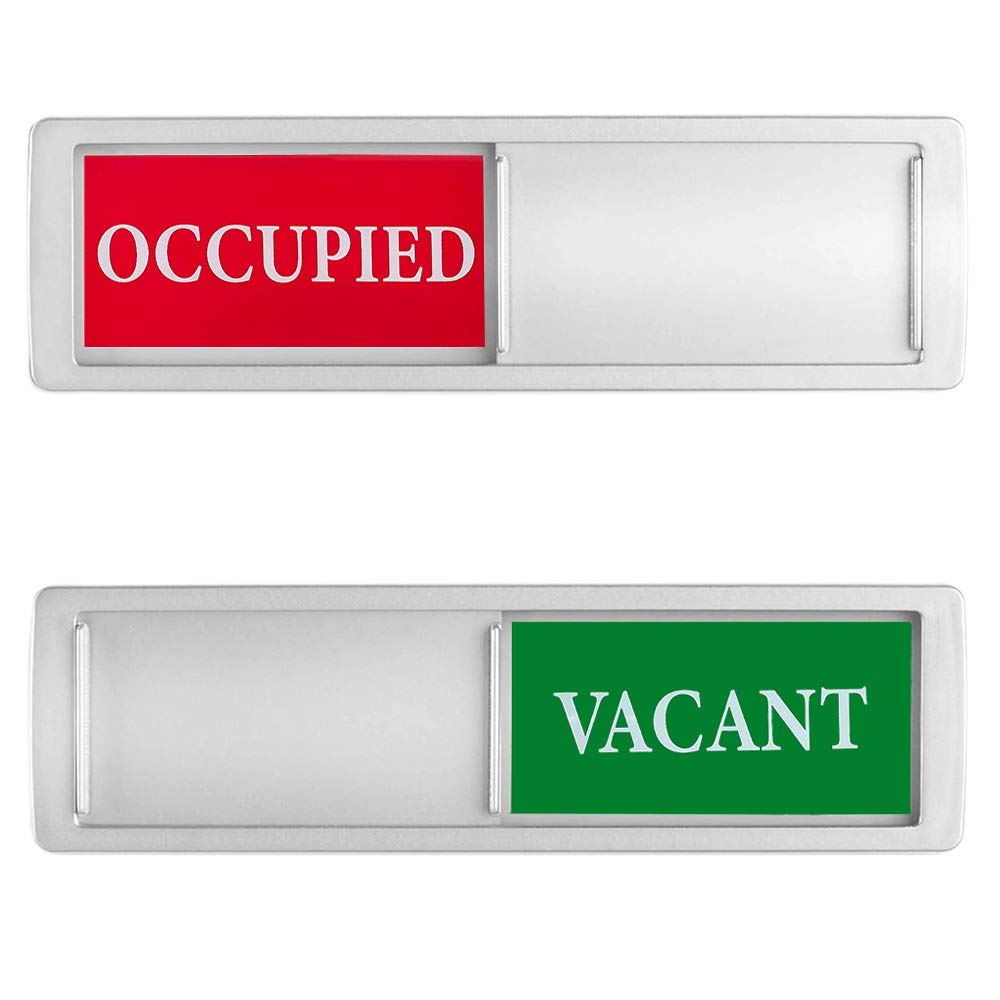  [AUSTRALIA] - QINIZX Privacy Sign, Vacant Occupied Sign for Home Bathroom Office Restroom Conference Hotles Hospital, Non-Scratch Magnetic Slider Door Indicator Tells Whether Room Vacant or Occupied, 7"x 2" (Silver) Silver