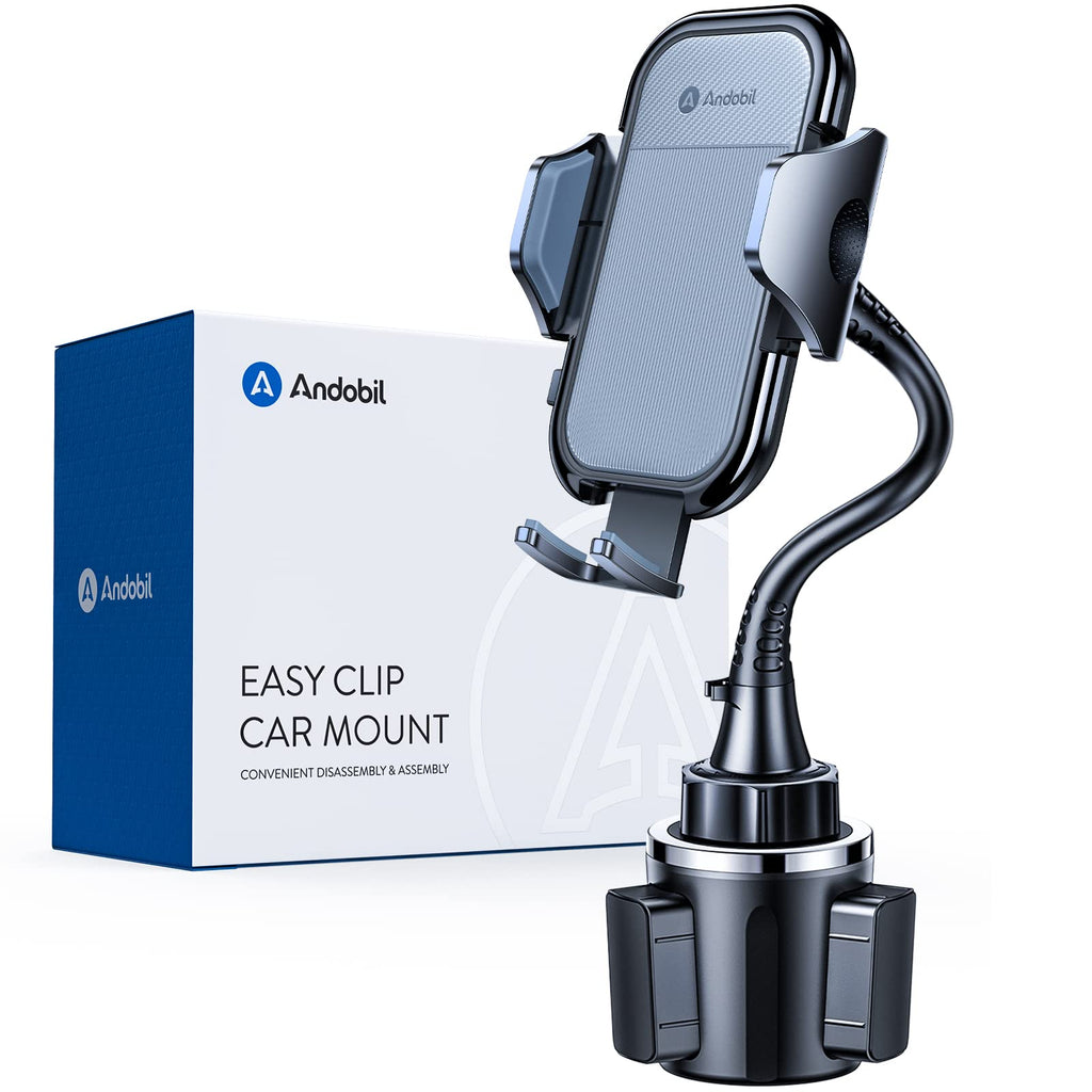  [AUSTRALIA] - andobil 15in Car Cup Phone Holder, [Ultra Durable & No Breaking] Adjustable Long Gooseneck Cup Holder Phone Mount, Compatible with iPhone 13/12/11, Samsung, Pixel, LG & Others Grey
