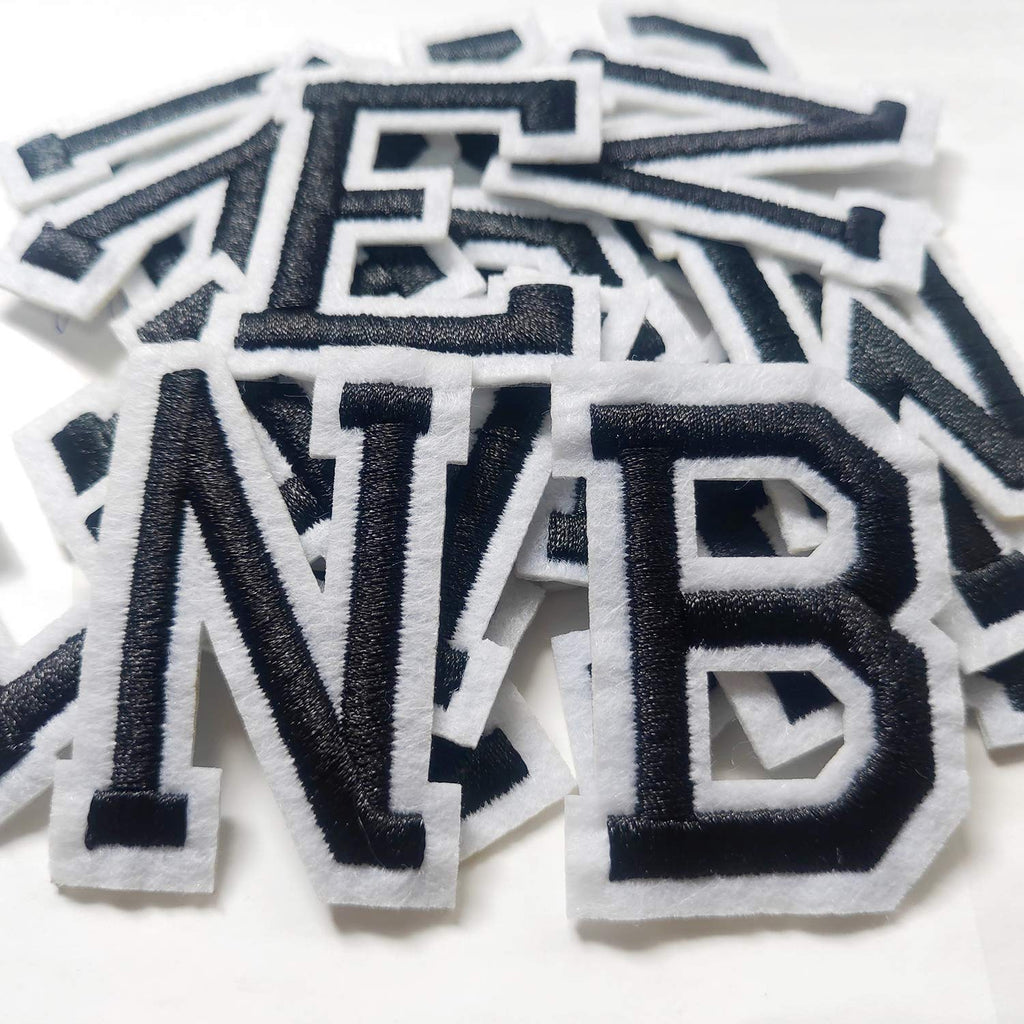 Iron on Letter Patches 52 Pieces,White Letter Patches Alphabet Embroidered Patch A-Z,for Hats Shirts Jeans Bags Black black52 - LeoForward Australia