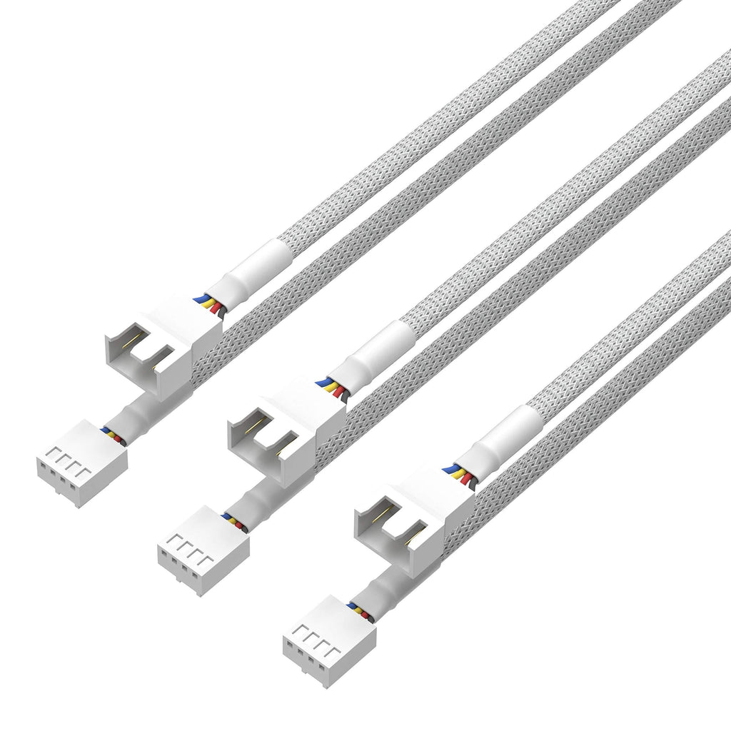  [AUSTRALIA] - QIVYNSRY 3 Pack 4 Pin PWM Fan Power Extension Cable White Sleeved Braided Adapter PC Fan Power Extension Cable for Computer ATX Case 4 Pin 3 Pin Cooling Fan Cable White 18inch 50cm