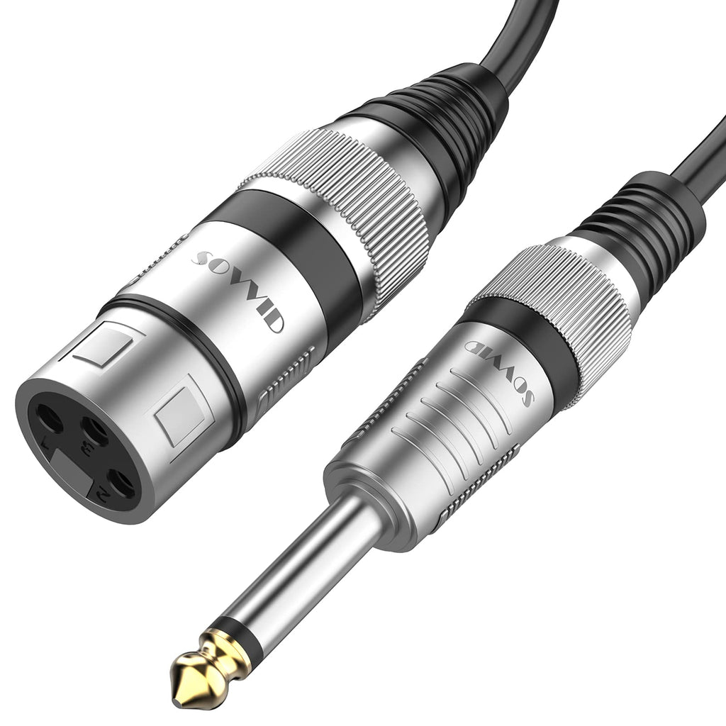  [AUSTRALIA] - XLR Female to 1/4 inch - Sovvid 6.35mm TS Mono Jack Unbalanced Microphone Cable Cord Wire, Quarter inch TS Female Mic Cord for Dynamic Microphone 6 FT 6FT XLR Female