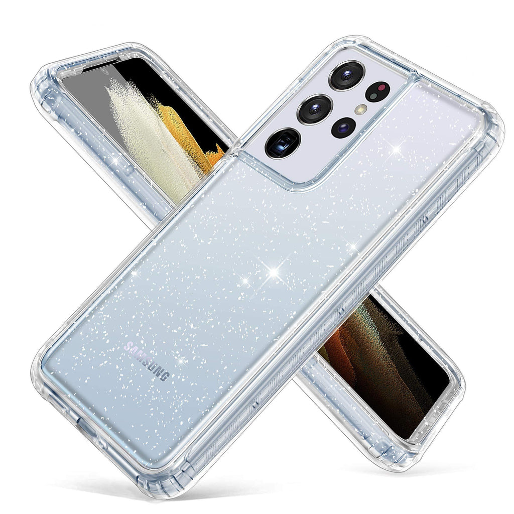  [AUSTRALIA] - Hekodonk for Galaxy S21 Ultra 5G Case,Hybrid Liquid Clear Crystal Design Glitter TPU Bumper Protective Silicone Shockproof Flexible Anti-Scratch Cover for Samsung Galaxy S21 Ultra 5G Bling Crystal Bling Clear