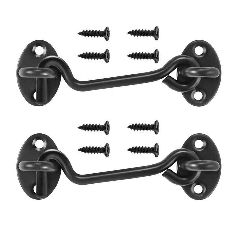 [AUSTRALIA] - 2Pcs Barn Door Latch, 4 Inches Privacy Hook and Eye Latch with 8Pcs Mounting Screws, Solid Thicken Stainless Steel Cabin Hooks, Best for Sliding Barn Doors, Bathrooms, Windows, Bedrooms, Closet