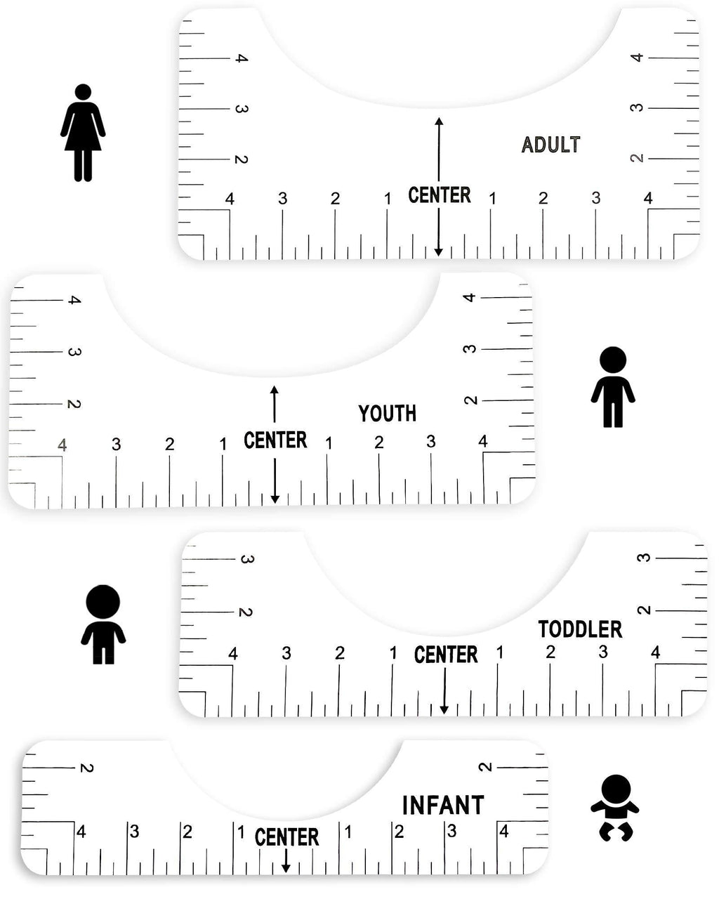 4 Pcs T-Shirt Alignment Guide Ruler, T-Shirt Alignment Tool for Making Center Design,Adult Youth Toddler Infant - LeoForward Australia