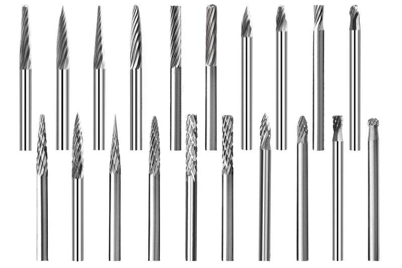 Carbide Burr Set Tungsten Carbide Burr Rotary - ORAPXI 20pcs 1/8" Shank Double & Single Cut with 3mm Cutting Head Diameter Fits Most Rotary Drill Die Grinder for Engraving, Carving and Drilling - LeoForward Australia