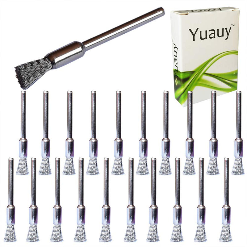  [AUSTRALIA] - Yuauy 20 pcs Stainless Steel Wire Brushes Pen-shaped Wheels Polishing 1/5" Dia w/Shank 1/8" for Rotary Tools