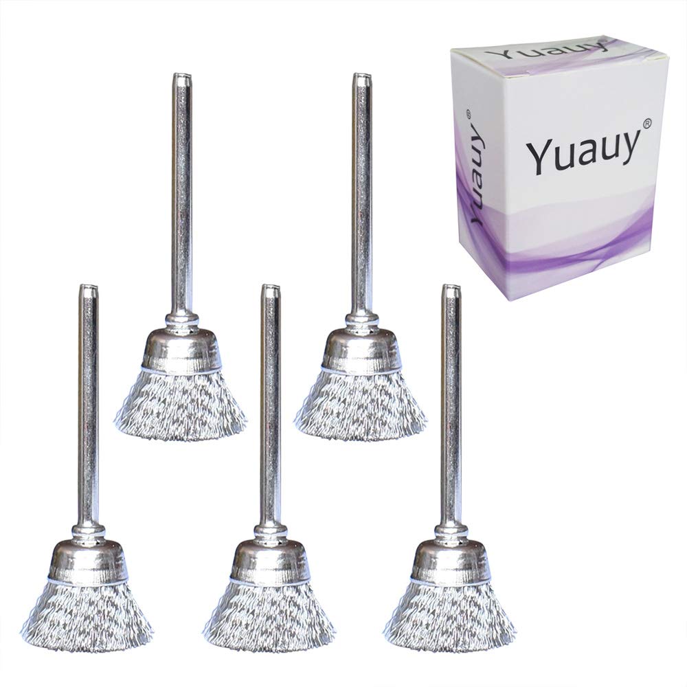  [AUSTRALIA] - Yuauy 5 pcs Stainless Steel Wire Brushes Bowl-shaped Wheels Polishing 1/2" Dia w/Shank 1/8" for Rotary Tools