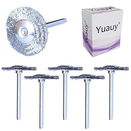  [AUSTRALIA] - Yuauy 5 pcs Stainless Steel Wire Brushes T-shaped Wheels Polishing 4/5" Dia w/Shank 1/8" for Rotary Tools